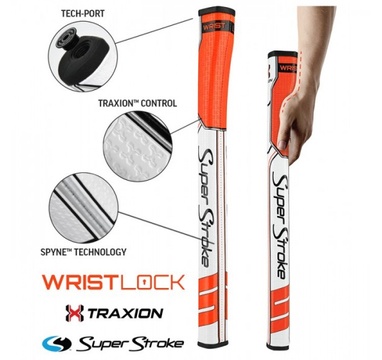 TimeForGolf - Super Stroke putter grip TRAXION Wrist Lock oranžová bílá