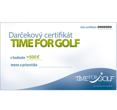 TimeForGolf - Dárkový certifikát v hodnotě 500EUR