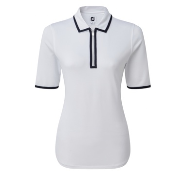 TimeForGolf - FootJoy W polo Zip Placket Pique 1/2 Sleeve bílé XXL