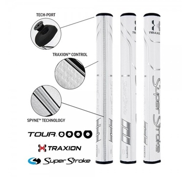 TimeForGolf - Super Stroke putter grip Traxion Tour Series 2.0 Bílá/Stříbrná