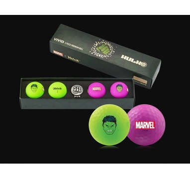TimeForGolf - VOLVIK ball Vivid Marvel Hulk Long 4 balls + ball marker