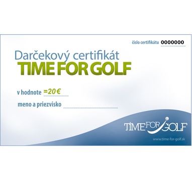 TimeForGolf - Dárkový certifikát v hodnotě 20EUR